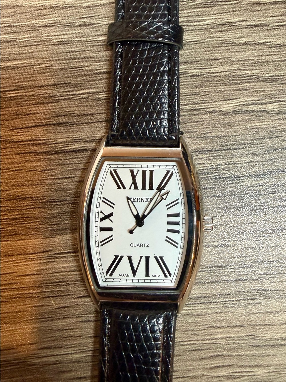 Bijoux Terner Black Leather Strap Silver-Tone Case Men's Watch